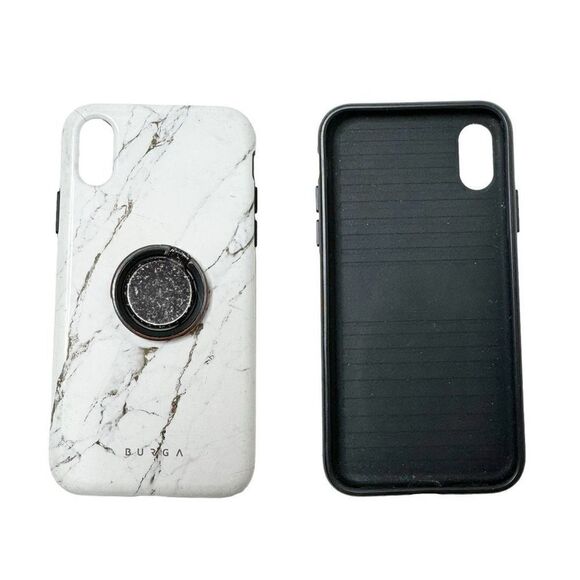 Burga Satin White - Marble iPhone X / XS Case & Marble Ring Holder Set Preowned - Picture 1 of 9